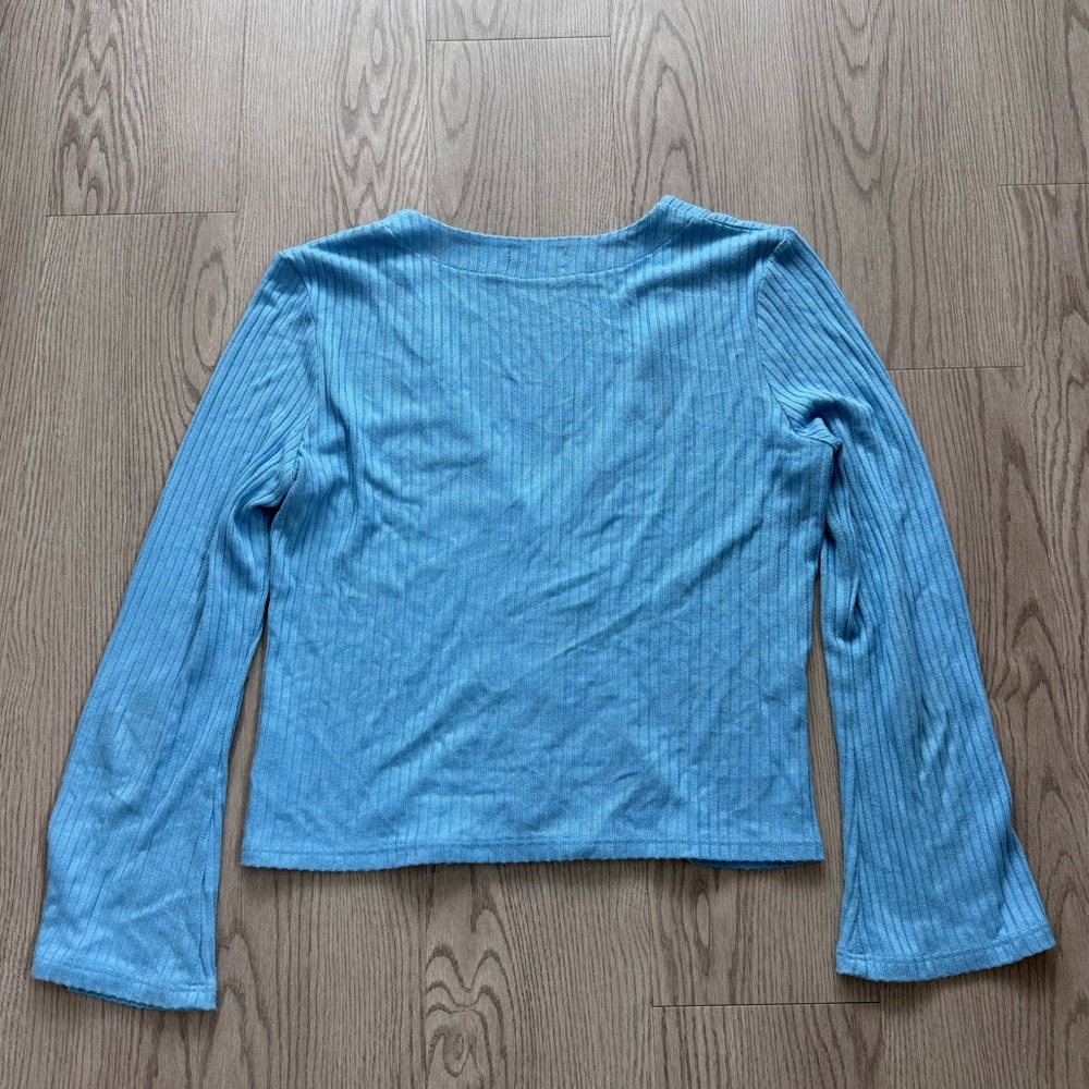 Reformation Blue Ribbed Button-Up Top - Picture 3 of 3